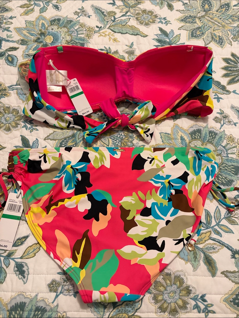 NWT Anne Cole bikini top and bottom, size L. - Picture 3 of 11